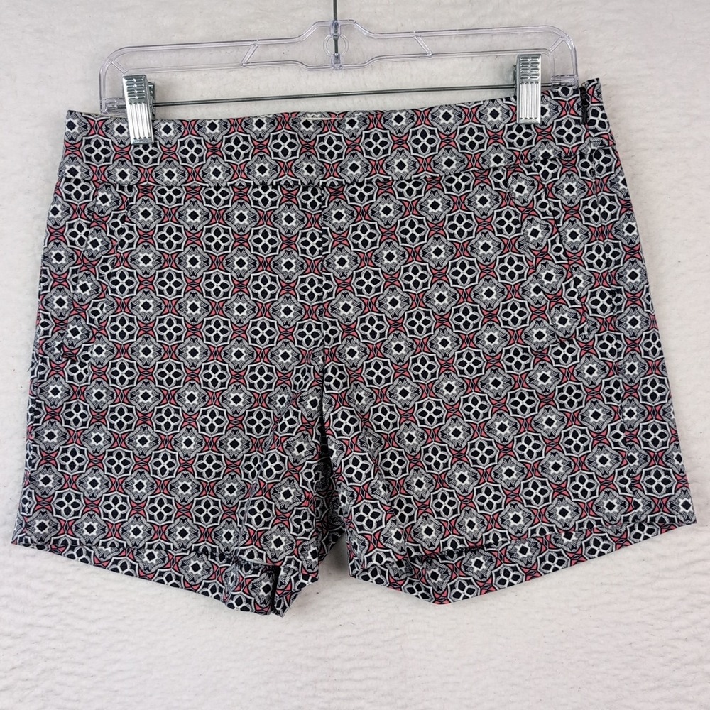 NWT J Crew Chino Shorts Women's Sz 2 City Fit Stretch Geometric Pink Navy 5"